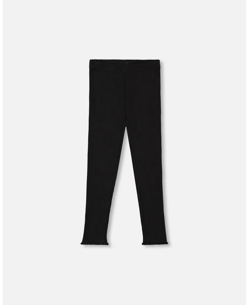 Deux Par Deux Baby Girl Rib Leggings Black - Infant