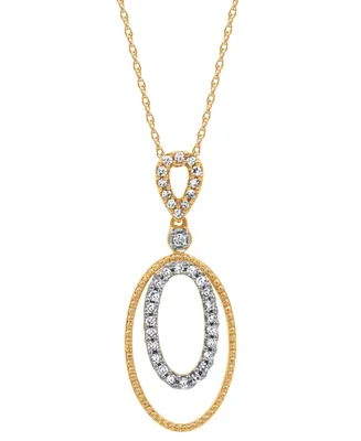 Diamond Oval Openwork 18" Pendant Necklace (1/4 ct. t.w.) in 10k Gold
