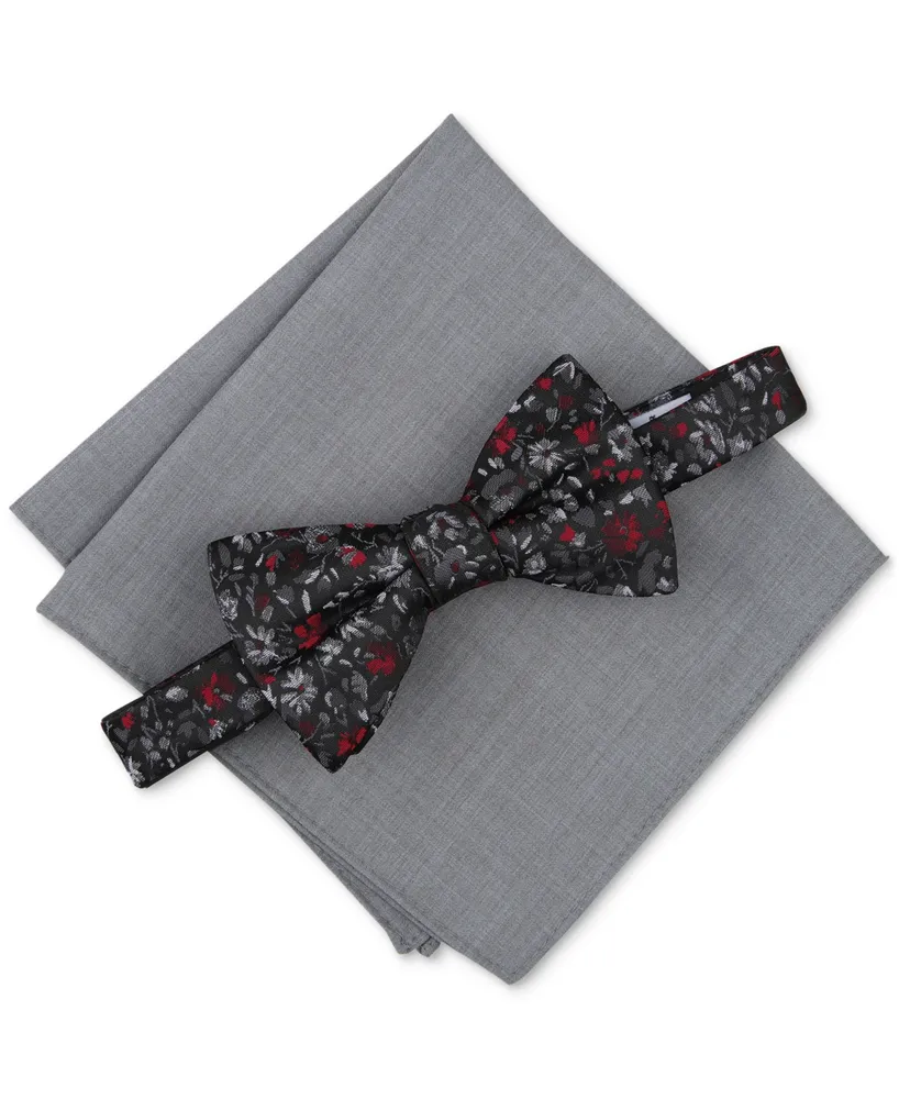 Bar Iii Men's Jenera Floral Bow Tie & Solid Pocket Square Set, Created for Macy's