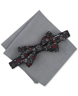 Bar Iii Men's Jenera Floral Bow Tie & Solid Pocket Square Set, Created for Macy's