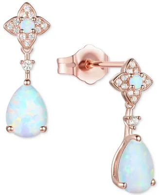 Lab-Grown Opal (1/2 ct. t.w.) & White Sapphire (1/10 14k Rose Gold-Plated Sterling Silver (Also Ruby Lab