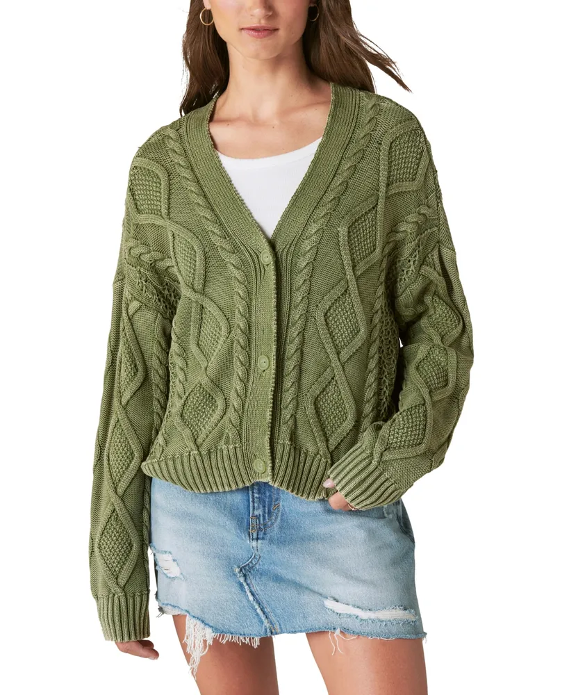Lucky Brand Women's Cotton Open-Stitch Pullover Sweater - Macy's