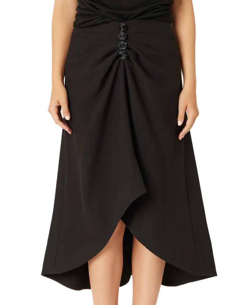 Adrienne Landau Women's Embellished Gathered High-Low Midi Skirt