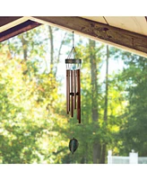 30" Long Black Oval Shape Wood Top Wind Chime
