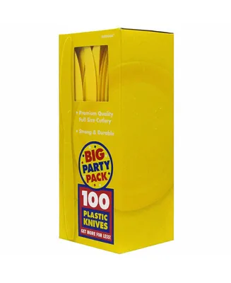 Jam Paper Big Party Pack of Premium Plastic Knives - 100 Disposable Knives Per Box