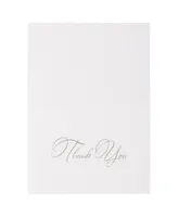 Jam Paper Thank You Card Sets - Silver-Tone Script Cards with Navy Blue Envelopes - 25 Cards and Envelopes