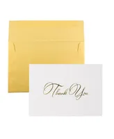 Jam Paper Thank You Card Sets - White Card with Gold-Tone Script Gold-Tone Star Dream Envelopes - 25 Cards and Envelopes