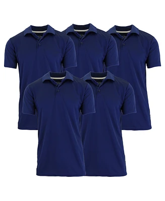 Galaxy By Harvic Men's Dry Fit Moisture-Wicking Polo Shirt, Pack of 5