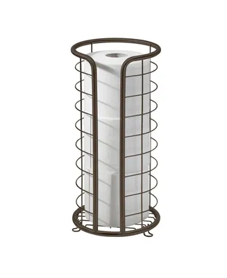 mDesign Metal Toilet Paper Holder Stand, Freestanding 3 Roll Reserve