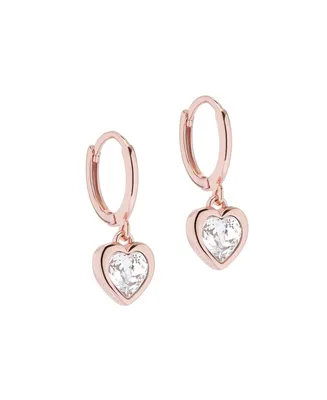 Hanniy: Crystal Heart Huggie Earrings For Women