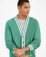 Sun + Stone Men's Regular-Fit Mixed-Stitch V-Neck Varsity Cardigan, Created for Macy's