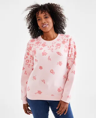 Style & Co Women's Printed Crewneck Sweatshirt, Created for Macy's