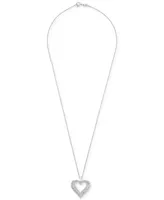 Diamond Open Heart 18" Pendant Necklace (1/4 ct. t.w.) in Sterling Silver, Created for Macy's