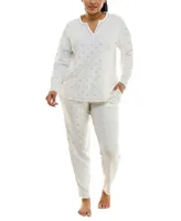 Roudelain Women's 2-Pc. Velour Henley Pajamas Set