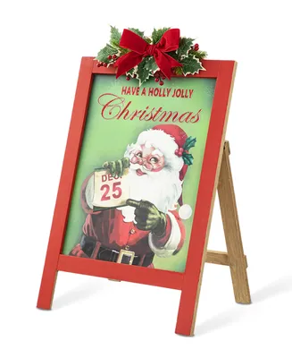 Glitzhome 23.75" H Wooden "Have a Holly Jolly Christmas" Easel Porch Decor