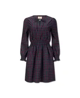 Hope & Henry Women's Long Sleeve Smocked Waist Keyhole Dress