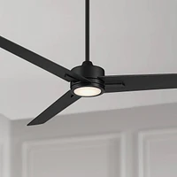 Casa Vieja 60" Monte Largo Modern Industrial 3 Blade Indoor Ceiling Fan with Dimmable Led Light Remote Control Matte Black for Living Room Kitchen Hou