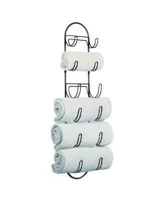 mDesign Steel Wall Mount Towel Rack with 6 Compartments