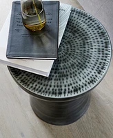Arthur 19" Iron Round Antique-Like Zinc Accent Table