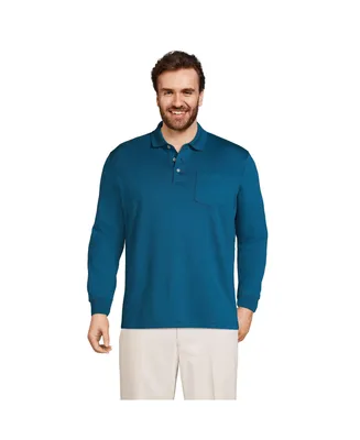 Lands' End Big & Tall Long Sleeve Super Soft Supima Polo Shirt with Pocket