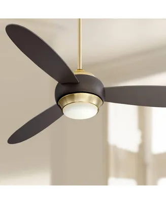Casa Vieja 54" Lynx Modern 3 Blade Indoor Ceiling Fan with Dimmable Led Light Remote Bronze Soft Brass Frosted Opal Glass for Living Kitchen House Bed
