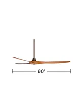 Casa Vieja 60" Aireon Modern Large 3 Blade Indoor Outdoor Ceiling Fan with Remote Control Rubbed Bronze Walnut Blade Damp Rated for Patio Exterior Hou