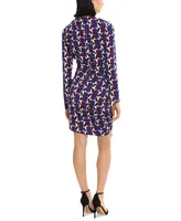 Donna Morgan Women's Side-Ruched Printed Jersey Dress