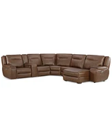 Closeout! Hansley 6-Pc Zero Gravity Leather Sectional with Power Recliner and Chaise, Created for Macy's