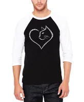 La Pop Art Men's Cat Heart Raglan Baseball Word T-shirt