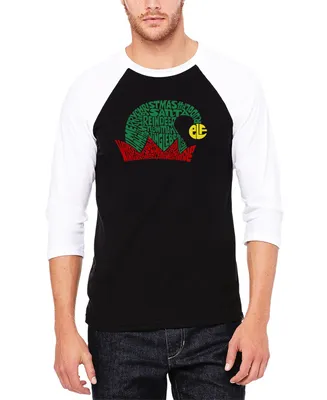 La Pop Art Men's Christmas Elf Hat Raglan Baseball Word T-shirt