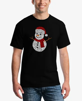 La Pop Art Men's Christmas Snowman Printed Word T-shirt