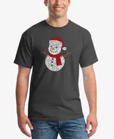 La Pop Art Men's Christmas Snowman Printed Word T-shirt