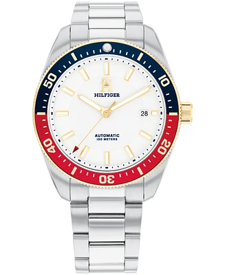 Tommy Hilfiger Men's Automatic Silver-Tone Stainless Steel Bracelet Watch 40mm