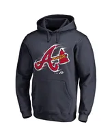 Men's Fanatics Navy Atlanta Braves Splatter Logo Pullover Hoodie