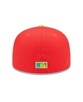 Men's New Era Red, Neon Green Washington Nationals 2008 Inaugural Season Lava Highlighter Combo 59FIFTY Fitted Hat