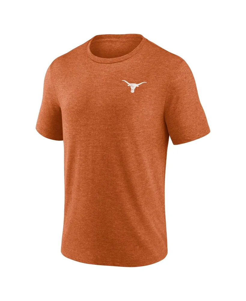 Men's Fanatics Heather Texas Orange Texas Longhorns Old-School Bold Tri-Blend T-shirt
