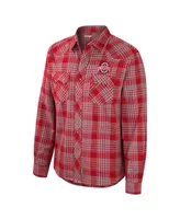 Men's Colosseum x Wrangler Scarlet Ohio State Buckeyes Plaid Western Long Sleeve Snap-Up Shirt