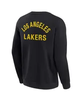 Men's and Women's Fanatics Signature Black Los Angeles Lakers Super Soft Fleece Oversize Arch Crew Pullover Sweatshirt