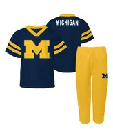 Toddler Boys and Girls Navy Michigan Wolverines Two-Piece Red Zone Jersey Pants Set