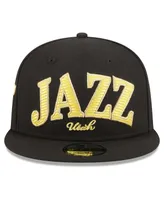 Men's New Era Black Utah Jazz Golden Tall Text 9FIFTY Snapback Hat