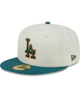 Men's New Era Cream Los Angeles Dodgers Chrome Evergreen 59FIFTY Fitted Hat