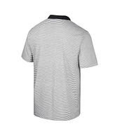 Men's Colosseum White, Black Oregon Ducks Print Stripe Polo Shirt