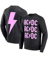 Men's Black Ac, Dc Bolt Washed Pullover Sweatshirt