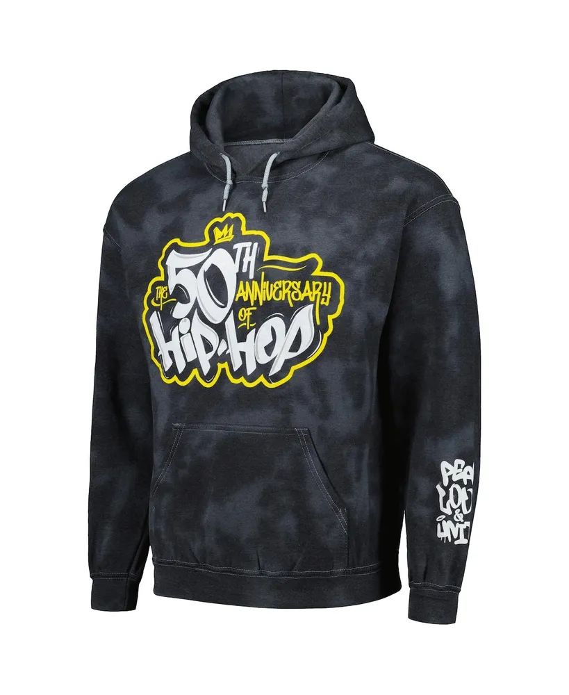 Men's Black 50th Anniversary of Hip Hop Washed Graphic Pullover Hoodie