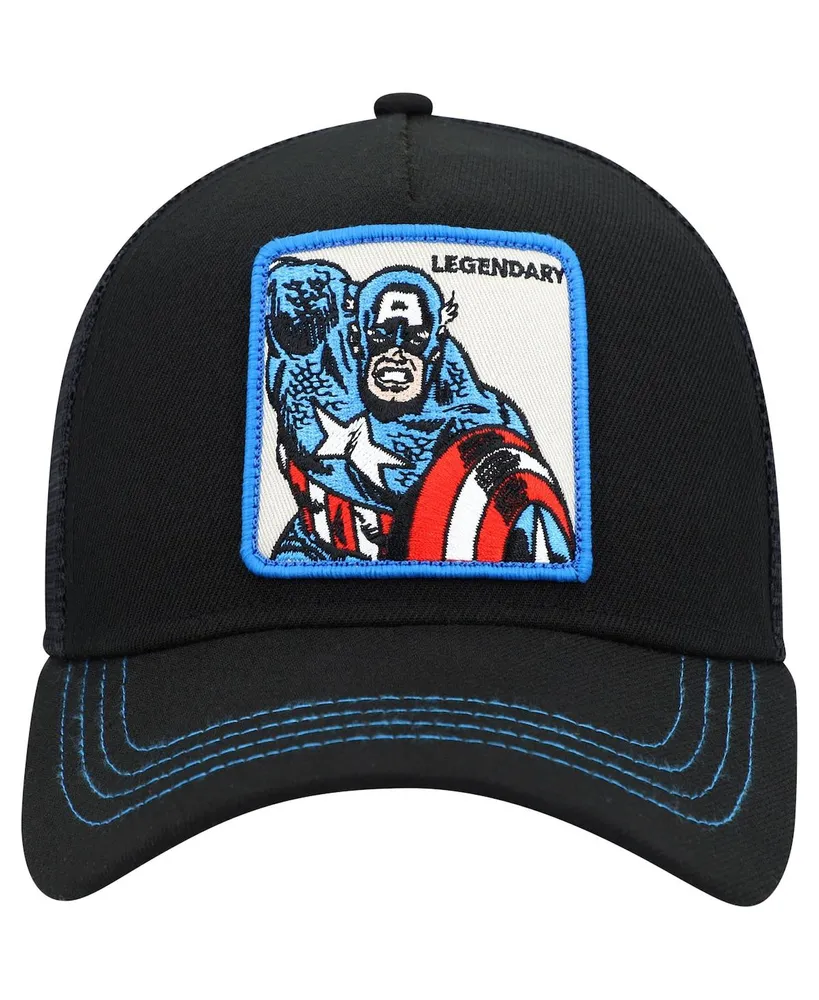 Men's Black Captain America Retro A-Frame Snapback Hat