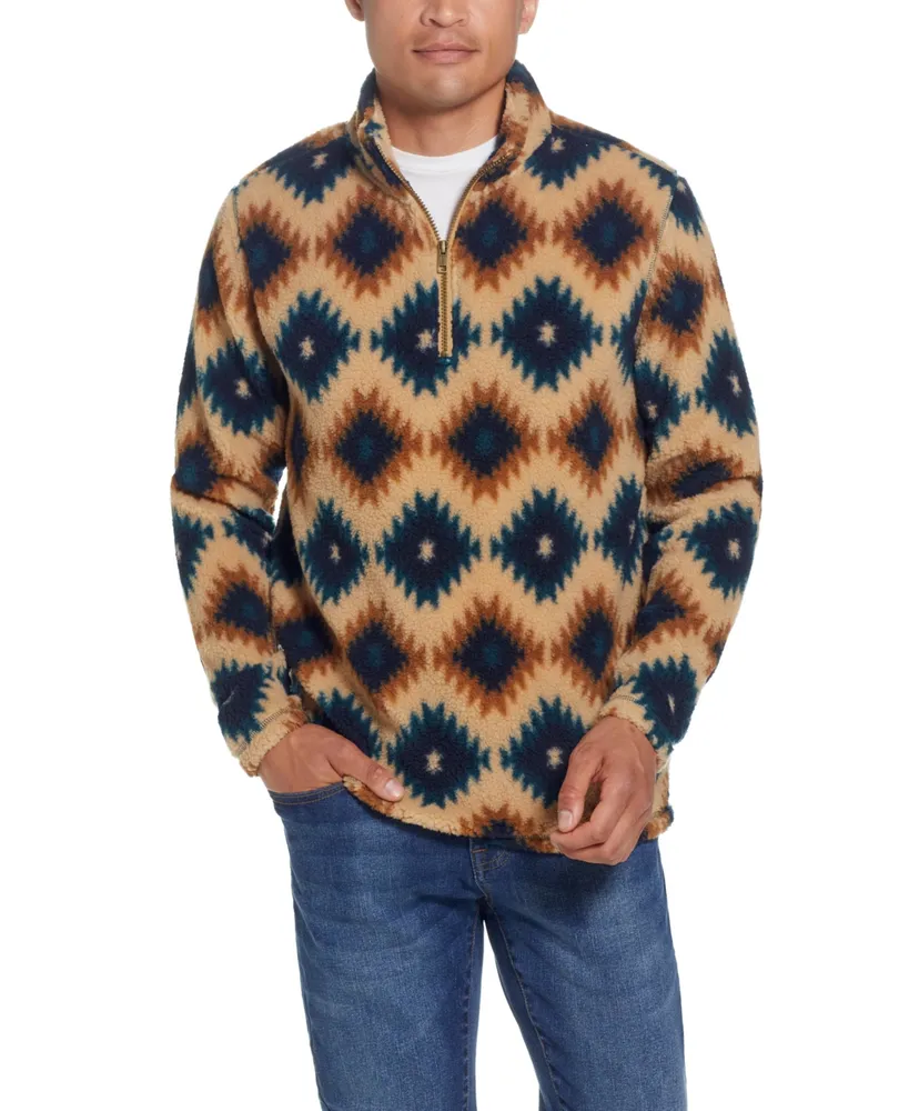Weatherproof Vintage Men's Southwest Printed Sherpa Quarter-Zip Sweater