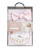 Living Textiles Baby Girls Hello World Gift Set, 3 Piece