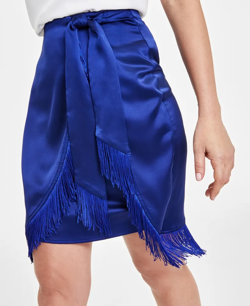 I.n.c. International Concepts Women's Tie Front Fringe Trim Skirt, Created for Macy's