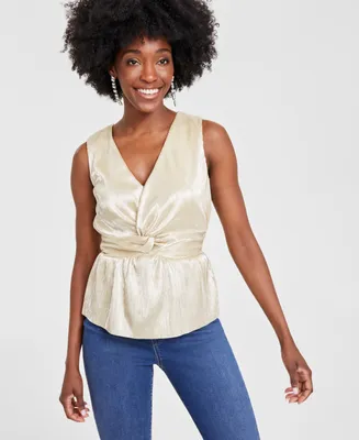 I.n.c. International Concepts Women's Shine Twist-Front Top, Created for Macy's