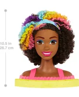 Barbie Deluxe Styling Head, Barbie Totally Hair, Curly Brown Rainbow Hair - Multi